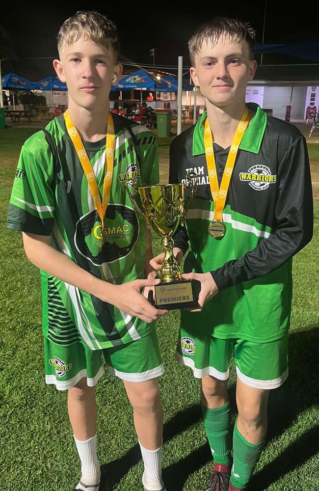 Townsville Warriors FC junior players Zac Pearce and Hayden Novelli. Picture: Supplied.