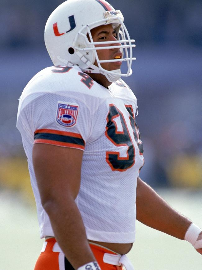 Dwayne Johnson played football for the University of Miami Hurricanes. Picture: Getty Images