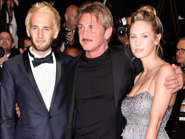 Director Sean Penn (C), his son Hopper Penn (L) and daughter, Dylan Penn (R) in 2016. Picture: Getty