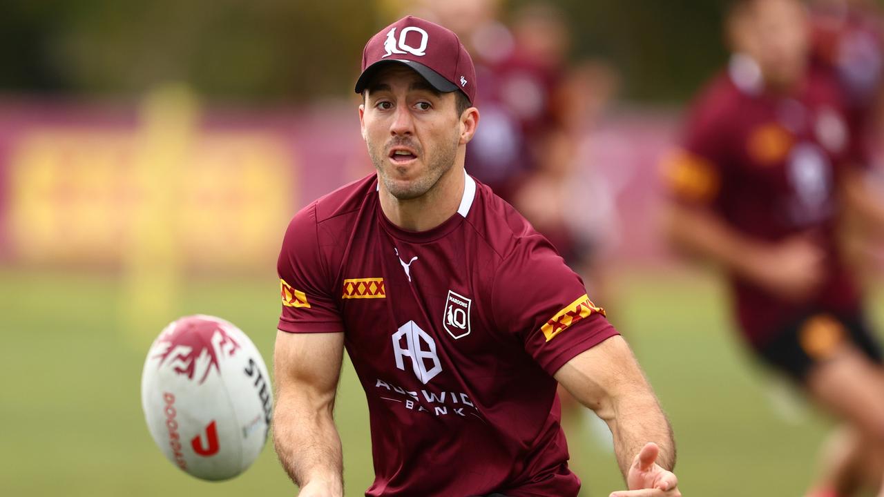 Maroons hooker Ben Hunt has been impresseed by Selwyn Cobbo at training. Picture: Chris Hyde/Getty Images