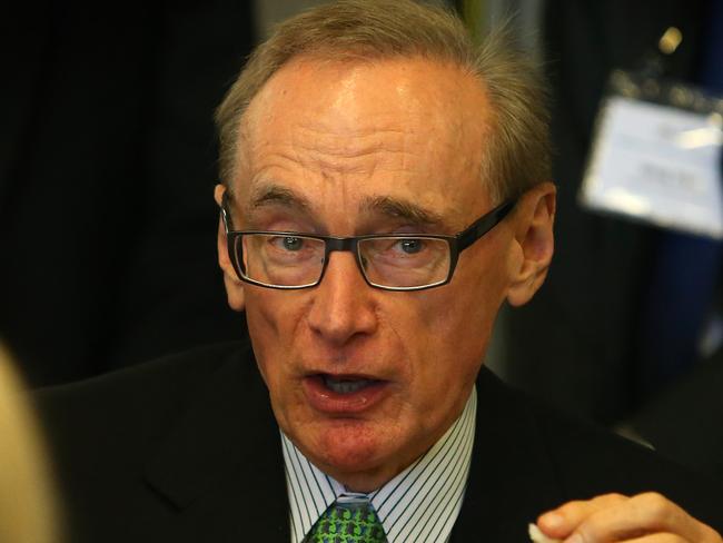 Former Senator Bob Carr before listening to Communication Minister Malcolm Turnbull addresses the Crawford Australian Leadership Forum at the Australian National University in Canberra.