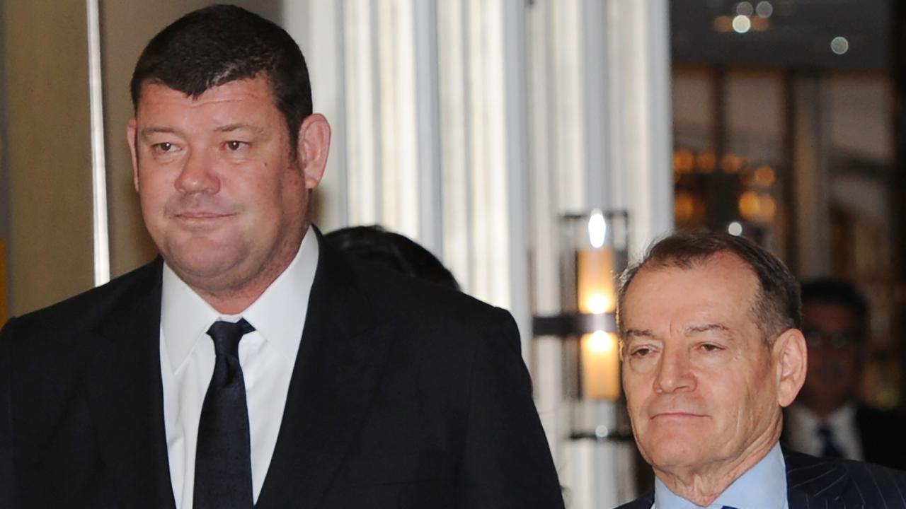 Reclusive billionaire James Packer and then-Crown Resorts executive chairman John Alexander in 2017. Picture: Mal Fairclough/AFP