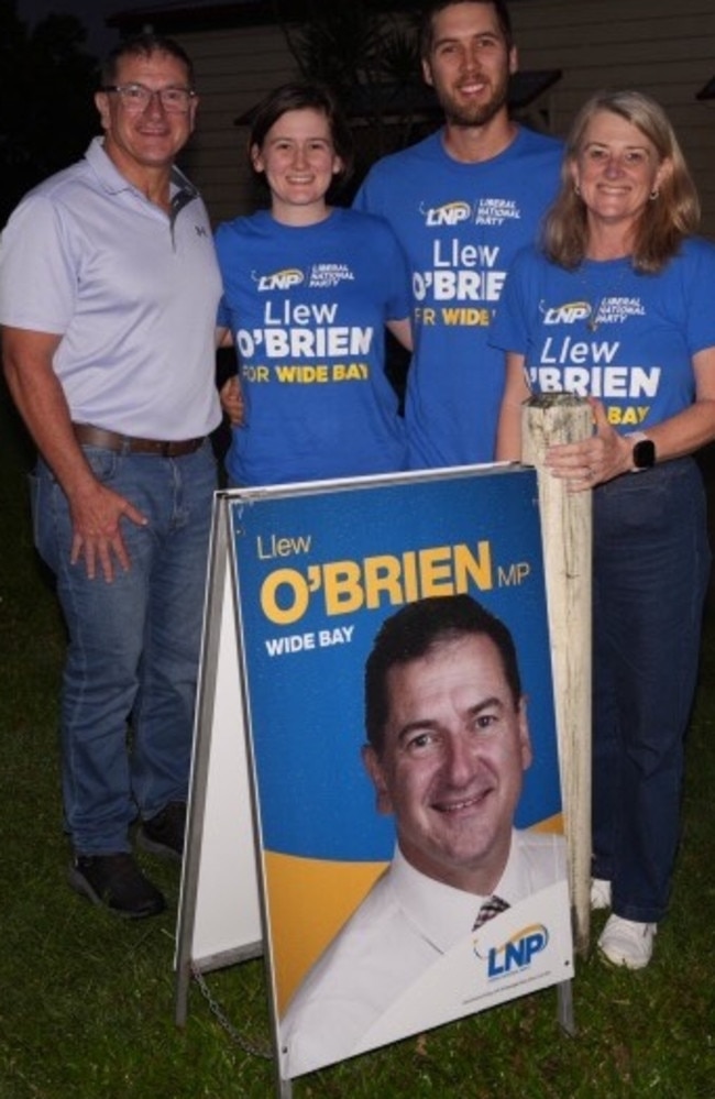 Member for Wide Bay Llew O'Brien with wife Sharon, daughter Yve Carr and her husband Jack Carr.