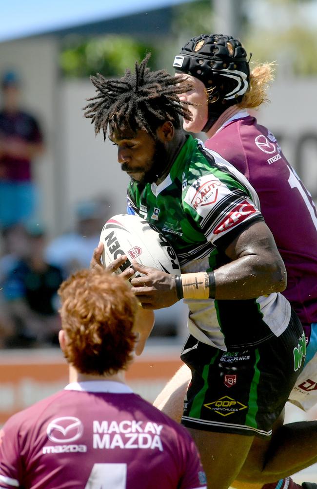 Blackhawks Under-18s (Mal Meninga Cup) vs Mackay Cutters at Jack Manski Oval. Blackhawks Tekelu Mene. Picture: Evan Morgan