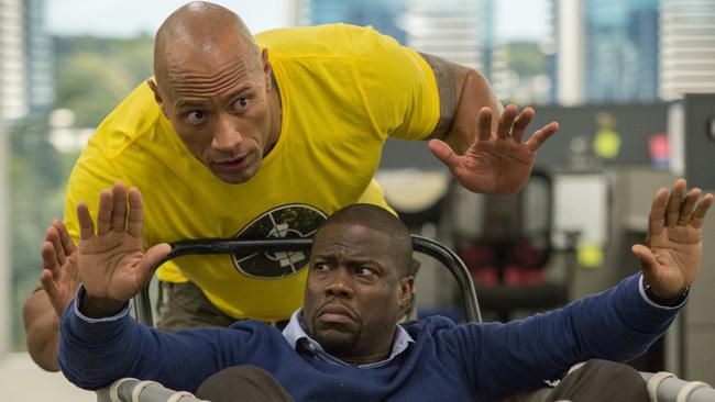 Dwayne ‘The Rock’ Johnson and Kevin Hart star in buddy movie Central Intelligence. Picture: Universal