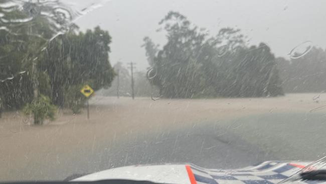 The Bruce Highway at Fishery Falls is closed due to flooding. Picture: Queensland Police Service