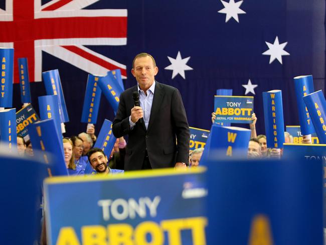 Former Prime Minister Tony Abbott launching his Warringah election campaign at Queenscliff surf club, Manly. Picture: Troy Snook