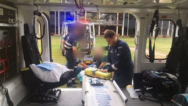 The RACQ LifeFlight Rescue helicopter takes a teenager to hospital after the crash.