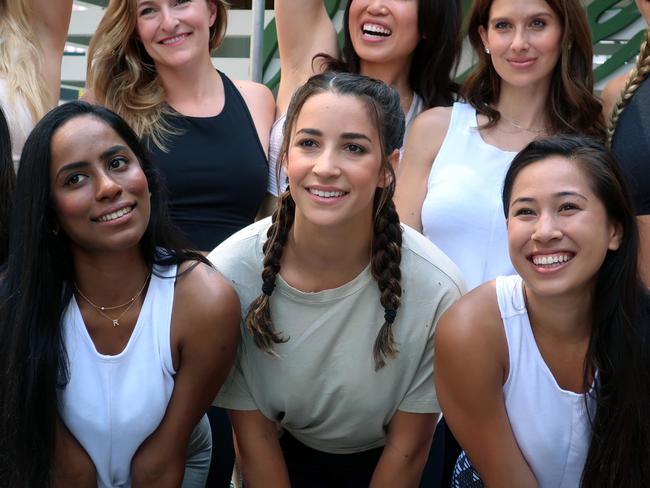 Olympian Aly Raisman, centre, was one of many who went public with allegations of sexual abuse at the hands of former USA Gymnastics team doctor Larry Nassar. Picture: AP Photo