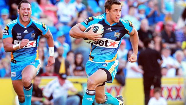 Kayne Lawton in action for the Gold Coast Titans against the New Zealand Warriors.