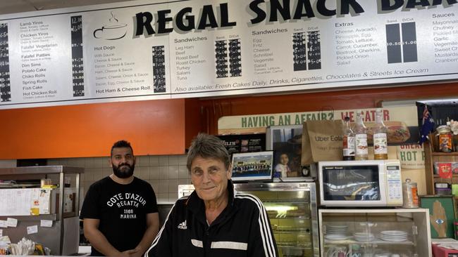 Regal Snack Bar owner Abba Halabi (front) with son Jay. Picture: Brinley Duggan