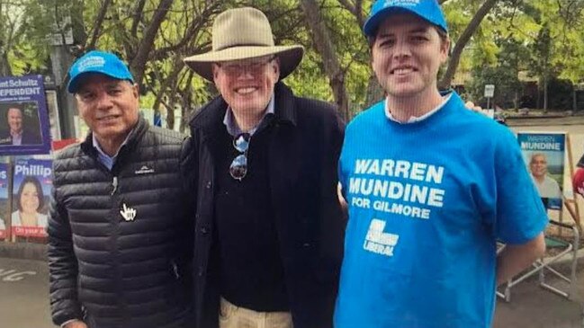 Warren Mundine (l to r), Gareth Ward and Paul Ell during the 2019 election campaign.