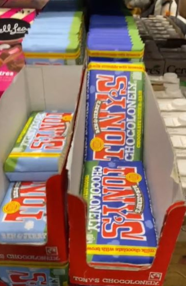 Aldi is selling Tony’s Chocolonely's as part of its Special Buys. Picture: TikTok/@gemupsonmcpike