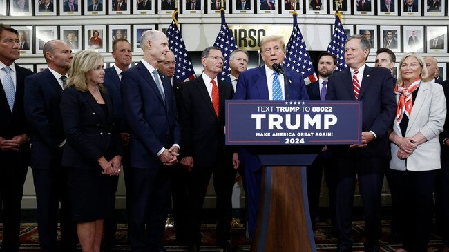 Senate Republicans joined Donald Trump on Thursday on Capitol Hill. Picture: Getty Images