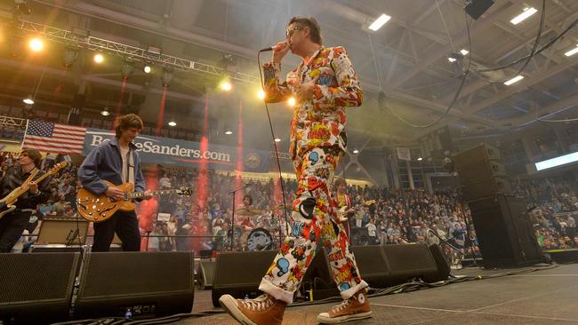 The Strokes performing at a rally for Democratic presidential hopeful Senator Bernie Sanders in February. Picture: Joseph Prezioso/AFP