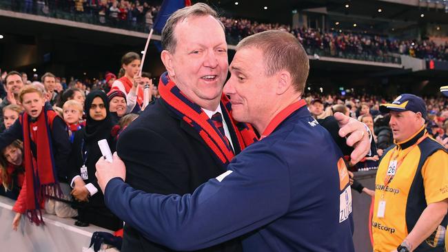 Melbourne president Glen Bartlett has put a target on coach Simon Goodwin’s back. Picture: Getty Images