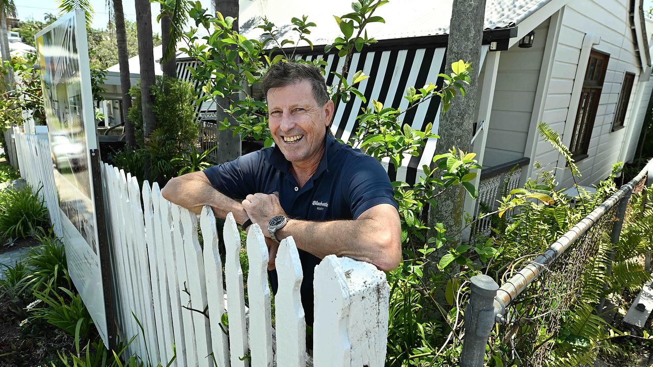 John Haley at the 1900s cottage he took to auction following a 4-year renovation in Kelvin Grove, Brisbane Pic: Lyndon Mechielsen/Courier Mail