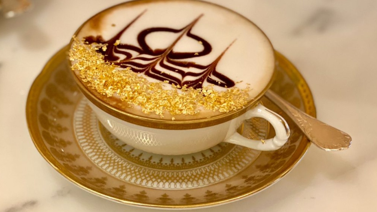 The Emirates Palace’s golden cappuccino that costs $32. Picture: Supplied