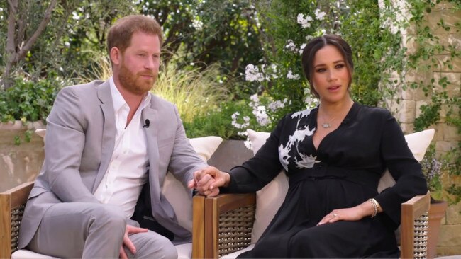 Harry and Meghan on Oprah in 2021. Picture: CBS