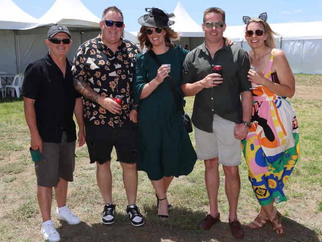 MELBOURNE, AUSTRALIA – DECEMBER 8 2024 Ebony, Peter, Mel, Damien and Geoff attend the Werribee Cup in Werribee on December 8th, 2024. Picture: Brendan Beckett