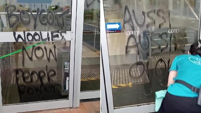 New photos have revealed Woolworths in Cleveland was also vandalised on the weekend.