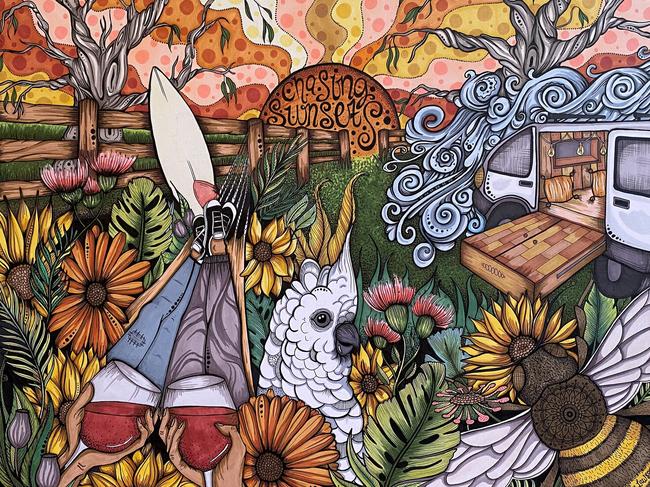 'Chasing Sunsets' – an artwork by Jamie Lawson, of Blackbird Camping Co.
