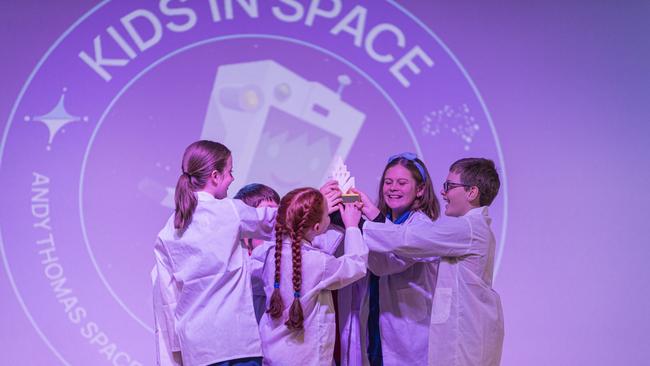 Vale View State School team win the Queensland Kids in Space Showcase 2024 peer prize, Friday, June 7, 2024. Picture: Kevin Farmer