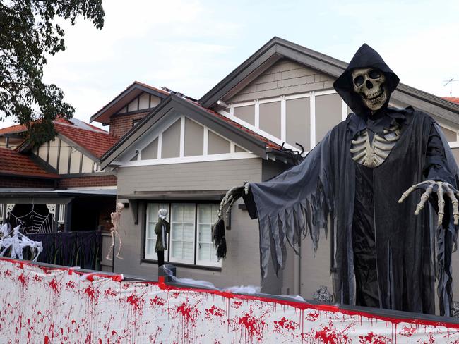 Houses on Renwick St in Drummoyne dressed up for Halloween. Picture: Damian Shaw