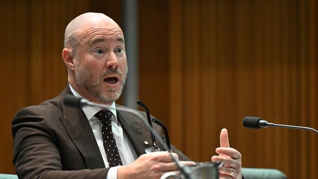 Former PwC Australia CEO Luke Sayers speaks during a 2024 inquiry in Canberra. Picture: AAP