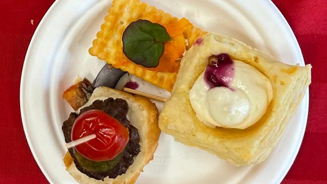 We were soon enjoying canapés at the Cambridge Bay community centre. Picture: Barry Stone.