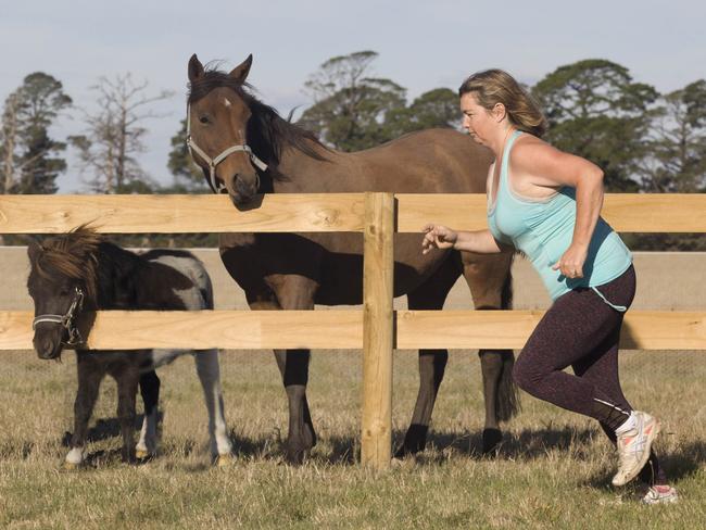 Michelle Pountney road-tests the Kim Beach #noexcuses program. Picture: Mark Smith