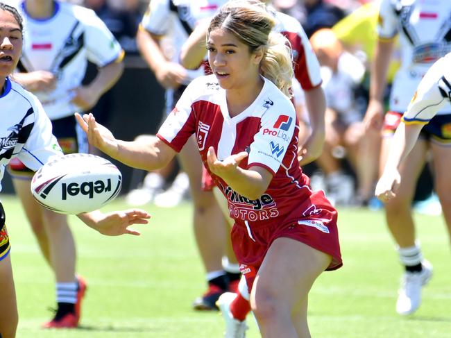 Redcliffe player Aspen NakaoHarvey 19s girls' game between Souths Logan and RedcliffeSaturday February 18, 2022. Picture, John Gass