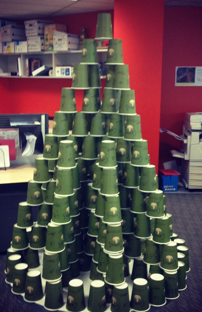 Could just be us, but we see a Christmas tree here in this stacknificent effort by reader Trent Northausen.