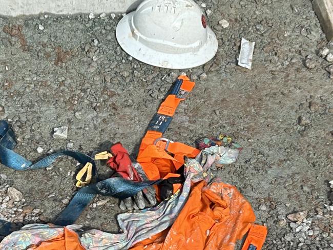 The tradie was impaled in the neck at a Brisbane worksite.