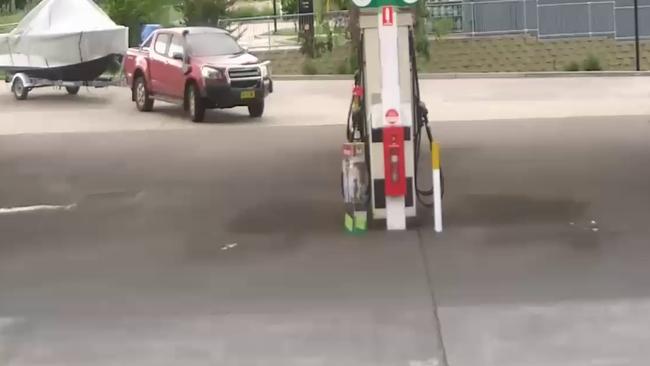 CCTV of a vehicle towing a boat trailer at the BP Service station in Marsden Park.