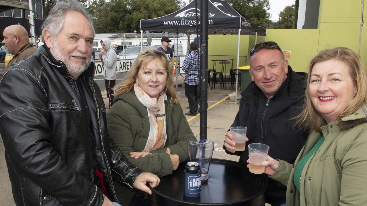 (from left) Kerry McKeon, Deborah McKeon, Tony Sheldon and Wendy Sheldon at Brewoomba craft beer festival, Fitzy's. Saturday, August 13, 2022. Picture: Nev Madsen.