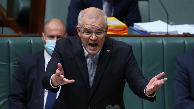 Prime Minister Scott Morrison during Question Time in the House of Representatives in Parliament House Canberra. Picture: Gary Ramage