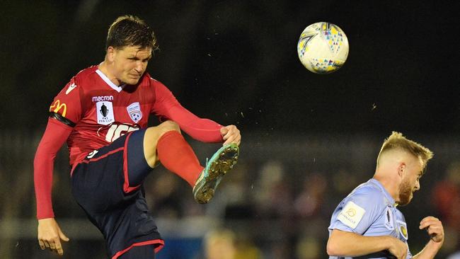 United recruit Michael Jakobsen in the FFA Cup win over Central Coast Mariners. Picture: AAP Image/David Mariuz