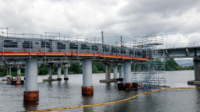 Transport and Main Roads Minister Bart Mellish provides an update on construction progress on the Coomera Connector. Picture: Glenn Campbell