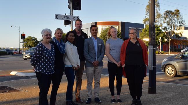 Playford councillors at the intersection of Curtis and Peachey roads in Munno Para. Picture Jason Katsaras