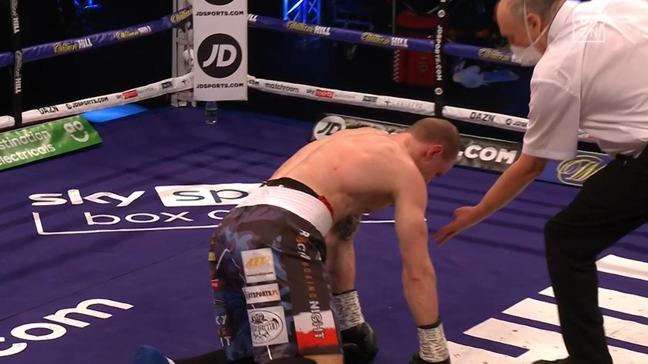 Nikodem Jezewski copped a brutal battering that had commentators begging for the fight to be stopped.