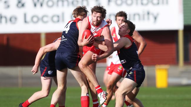 Keegan Wylie (Clarence) was easily the Roos’ best player in the win. Picture: Nikki Davis-Jones