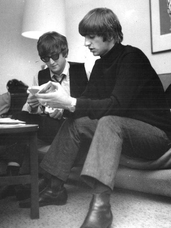 John Lennon and Ringo Starr relax at the Southern Cross Hotel. Picture: HWT Library