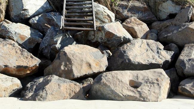 Beach erosion from recent storms and king tides at Palm Beach.