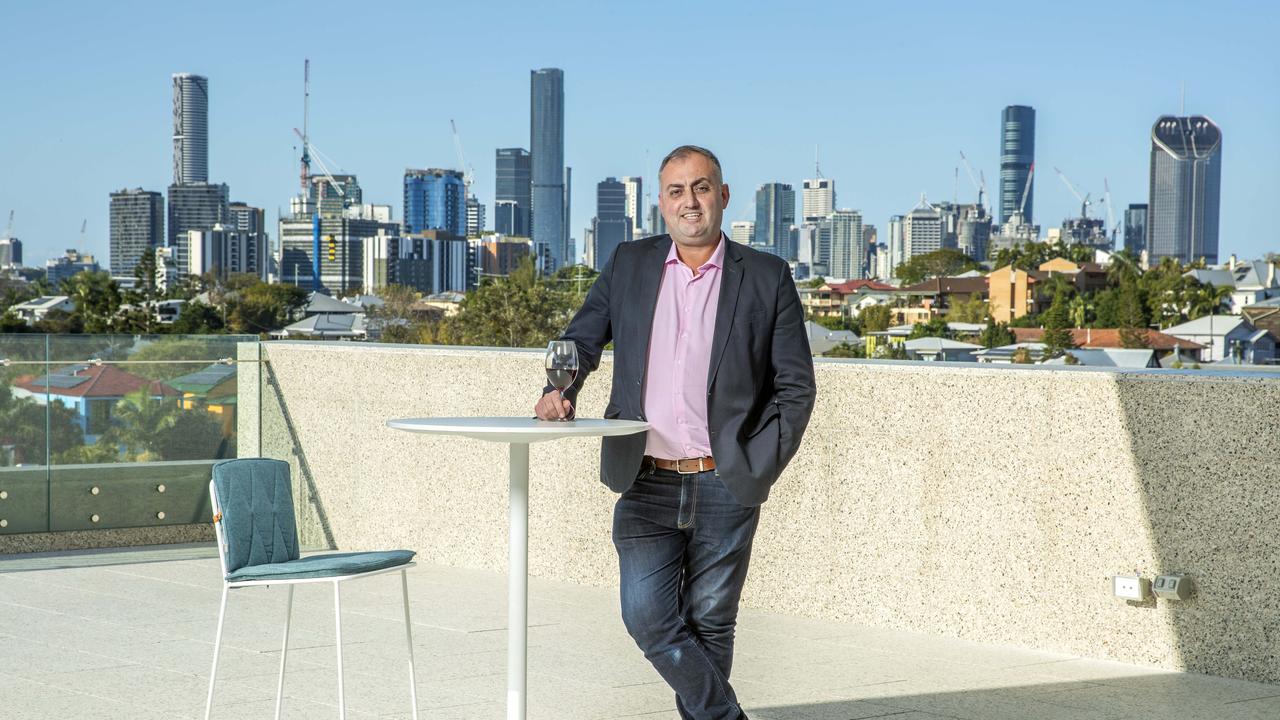 Simon Barakat at Kite Terrace with city views at the Thomas Dixon Centre in West End. Picture: Richard Walker