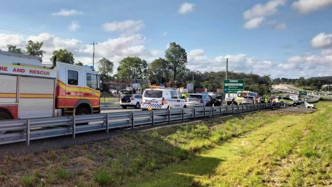 Emergency services have closed part of the Bruce Hwy northbound at the Sunshine Coast following a horror crash. Picture - contributed.