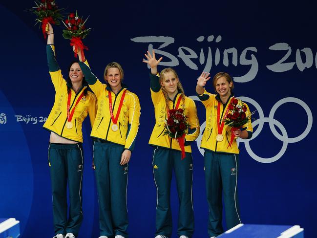 Beijing Olympics 2008. Women's 4 x 100m Medley Relay Final. Australia's Libby Trickett, Emily Seebohm, Jessicah Schipper and Leisel Jones won the gold medal.