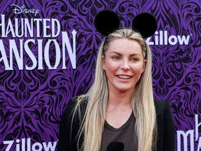 Former Playboy Playmate Crystal Hefner, the widow of Hugh Hefner, arrives at the Haunted Mansion premiere in Anaheim. Picture: AFP