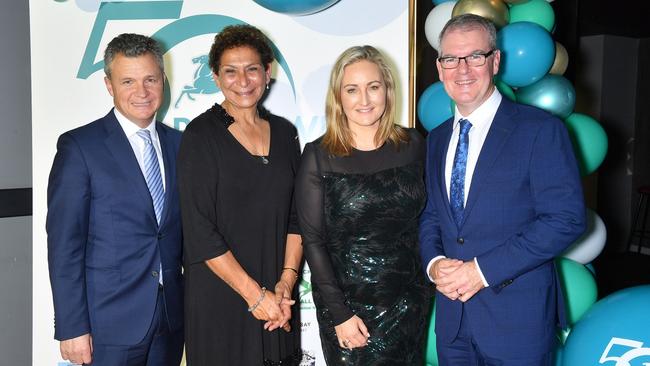 Kingsford Smith federal Labor MP Matt Thistlethwaite, Randwick netball legend Marcia Ella-Duncan, Coogee state Labor MP Marjorie O’Neill and Maroubra state Labor MP Michael Daley at the dinner. Picture: Fiora Sacco