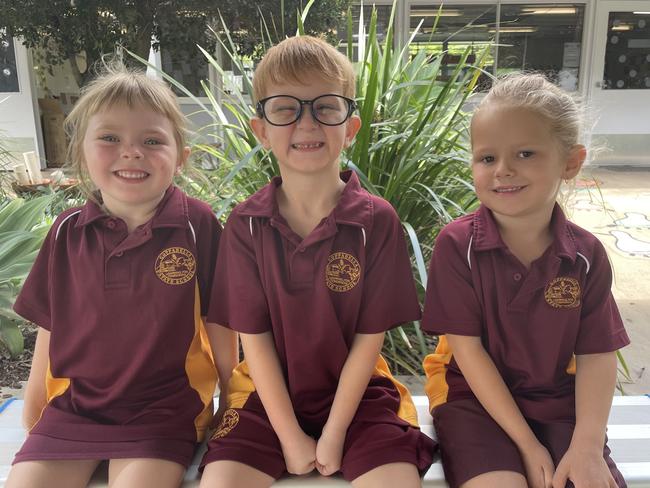 (l-r) Ivie-Mae, Darcy, Sophie at Coppabella State School. Picture: Supplied